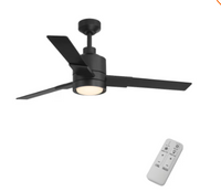 Indoor/Covered Outdoor Matte Black LED Ceiling Fan with Remote