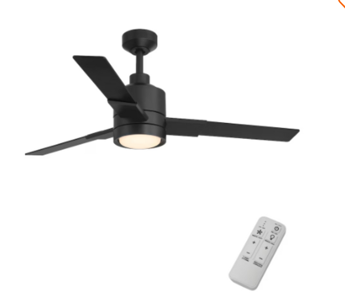 Indoor/Covered Outdoor Matte Black LED Ceiling Fan with Remote