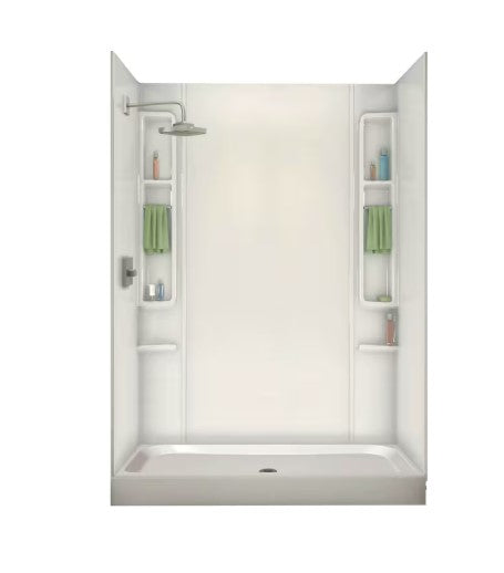 MAAX Alaska 60L x 32W x 7H Rectangular Centre Drain Fibreglass Shower Base Pan in White
