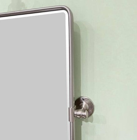 Rectangular Metal Framed Wall Mounted Bathroom Vanity Mirror in Brushed Nickel