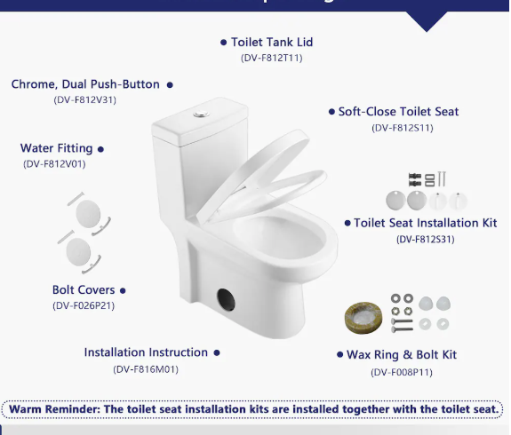DeerValley 12 in. 1-Piece Dual Flush Round Toilet in White
