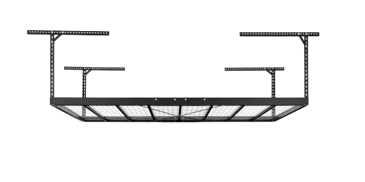 NewAge Products Versarac Pro 4x8ft Steel Garage Overhead Rack in Black