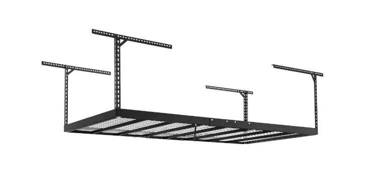 NewAge Products Versarac Pro 4x8ft Steel Garage Overhead Rack in Black