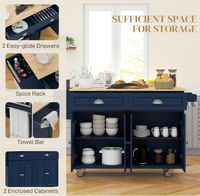 HOMCOM 58-Inch Kitchen Island/Rolling Kitchen Cart - Navy Blue