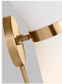 Generation Lighting Clark 7 in. 1-Light Satin Brass Wall Sconce With White Linen Shade