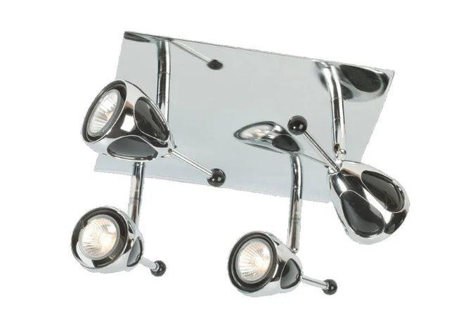 Mir 4-Light Flush Mount Ceiling Light in Chrome and Black