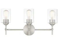 3-Light Wall Sconce in Silver with Clear Glass, 39109-HWU