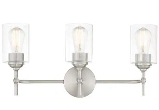 3-Light Wall Sconce in Silver with Clear Glass, 39109-HWU