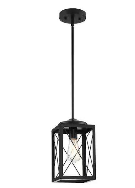 1-Light Cage Mini Pendant Light in Matte Black