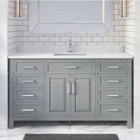 Bath Vanity in Gray ENGRD Stone Vanity Top in White