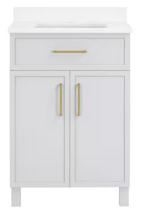 Home Decorators Collection Bilston 24 inch W x 19 inch D x 34.5 inch H Bath Vanity in Dove Grey with Engineered Marble Top