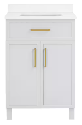Home Decorators Collection Bilston 24 inch W x 19 inch D x 34.5 inch H Bath Vanity in Dove Grey with Engineered Marble Top