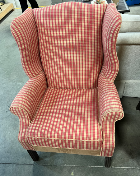 Plaid Wing Back Chair