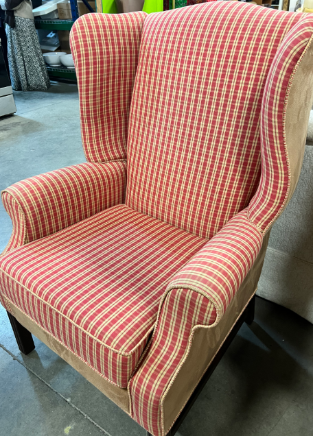 Plaid Wing Back Chair
