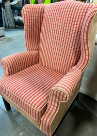 Plaid Wing Back Chair