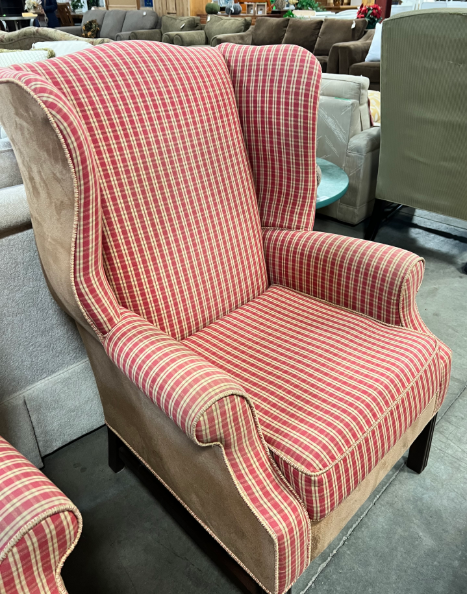 Plaid Wing Back Chair