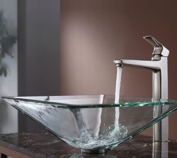 Kraus 16.5-inch x 5.5-inch x 16.5-inch Square Glass Bathroom Sink