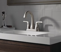 Delta Portwood Two Handle Lever Centreset Bathroom Sink Faucet Deck Mount Standard Flow in Spotshield Brushed Nickel