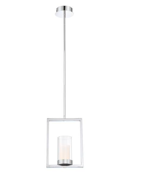1 Light Satin Nickel Integrated LED Pendant Light with Glass Shade