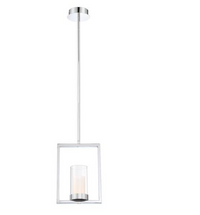 1 Light Satin Nickel Integrated LED Pendant Light with Glass Shade
