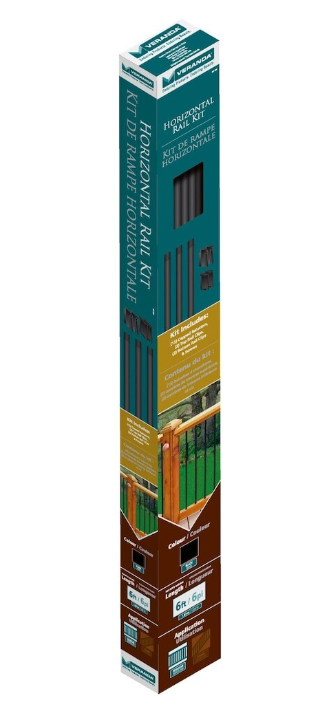 Veranda 15-pc Aluminum Baluster Kit with 34" Round Balusters, End Caps and Brackets for 6' W x 42" H Deck Rails