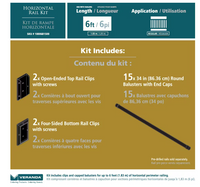 Veranda 15-pc Aluminum Baluster Kit with 34" Round Balusters, End Caps and Brackets for 6' W x 42" H Deck Rails