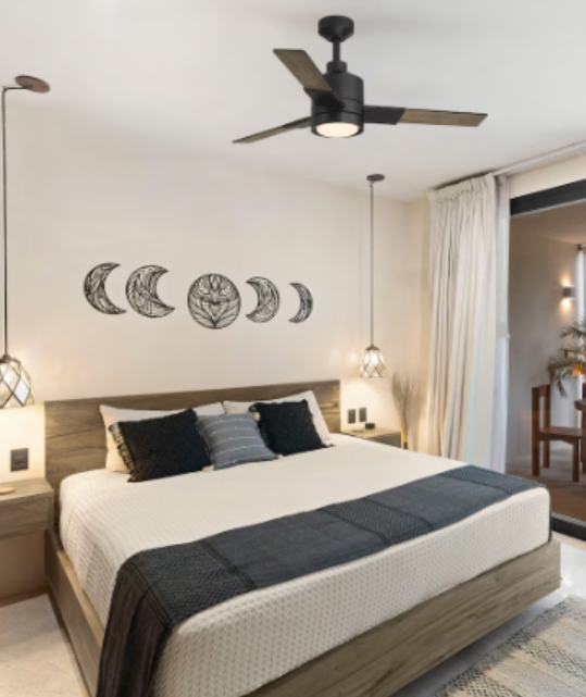 Indoor/Covered Outdoor Matte Black LED Ceiling Fan with Remote