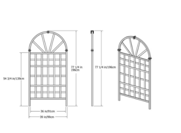 Vita Savannah 39"L x 77"H Embossed Vinyl Trellis, Brown