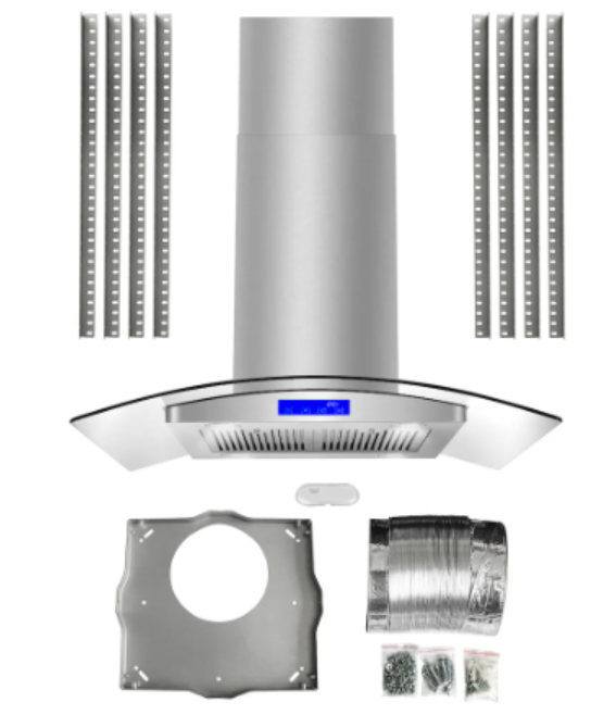36 in. Lumin Collection Ducted Island Range Hood, Soft Touch Controls, Stainless Steel