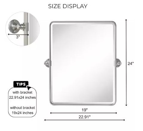 Rectangular Metal Framed Wall Mounted Bathroom Vanity Mirror in Brushed Nickel