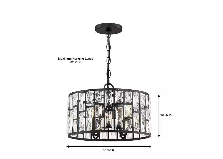 Bright House Lighting 4-Light Pendant in Black, 30686-HBT