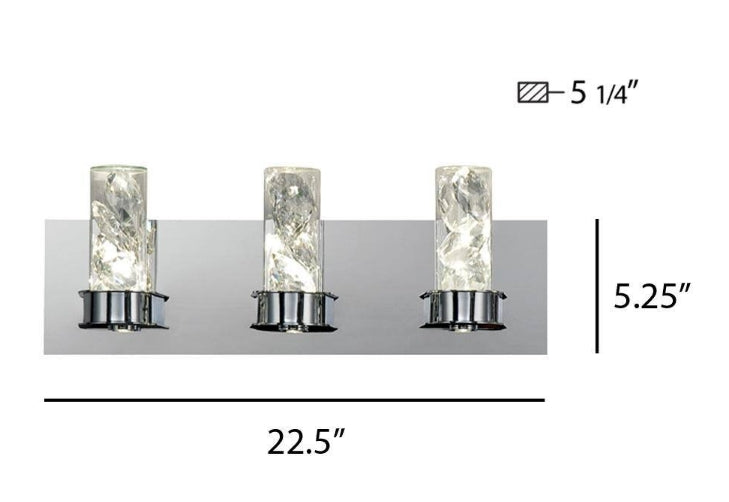 Cusseta 23-Watt Crystal Integrated LED 3-Light Vanity Light