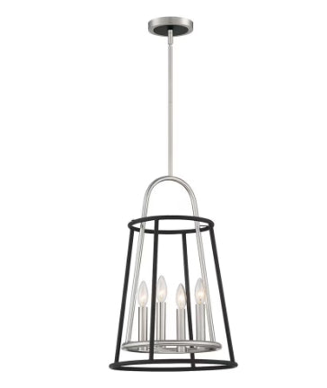 Champana 4-Light Lantern-Styled Pendant in Black and Nickel, 39423-016