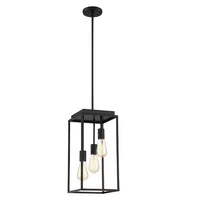 Rectangular 3-Light Pendant in Black Metal, 35267-HBT