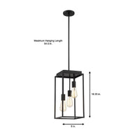 Rectangular 3-Light Pendant in Black Metal, 35267-HBT