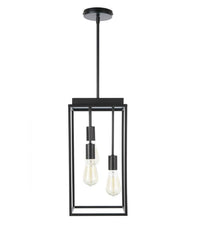 Rectangular 3-Light Pendant in Black Metal, 35267-HBT