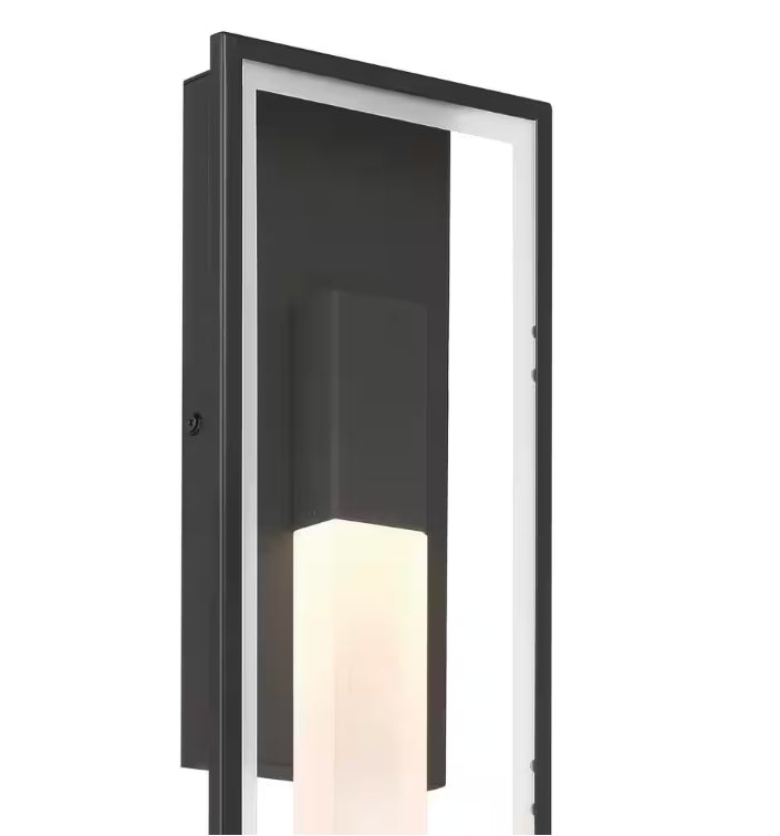 Rectangular 24 in LED Outdoor Wall Sconce in Black Steel, 46189-HBT