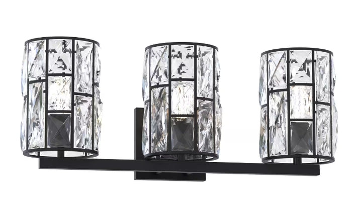 3 Light Kristella Vanity in Black Metal 46472-HBTB