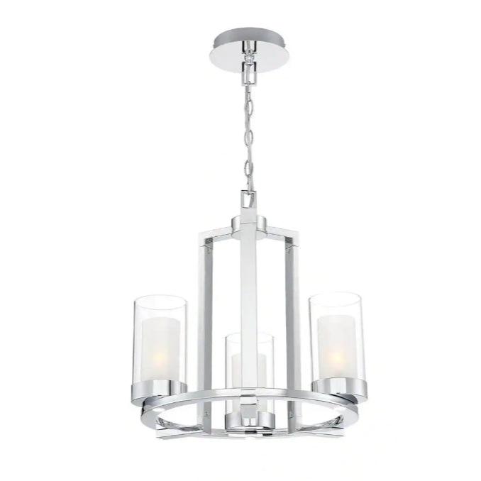 3-Light LED Transitional Hanging Candlestick Chandelier in Chrome