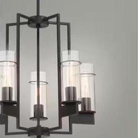 5-Light Pendant with Clear Glass Shades in Matte Black