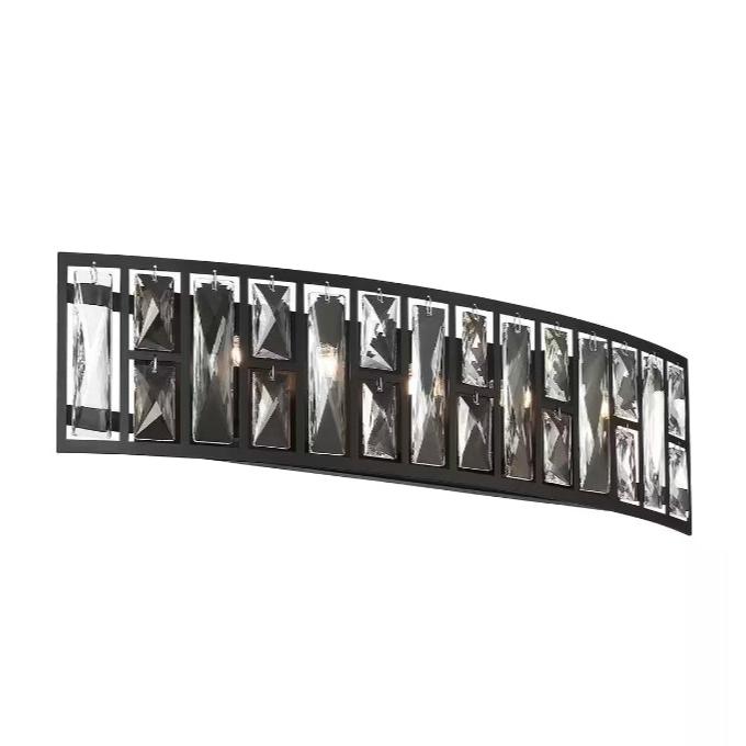 5-Light Vanity Light with Clear Crystal Shade in Matte Black