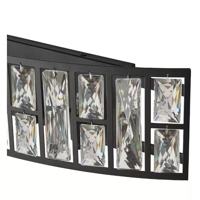 5-Light Vanity Light with Clear Crystal Shade in Matte Black