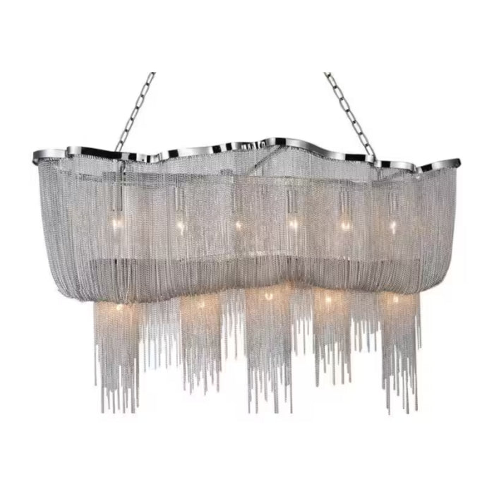 Secca 13-Light Down Chandelier With Chrome Finish, 55-Inch Long