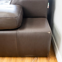 Brown Leather 2-Seater Sofa - Adjustable Headrest and Arms