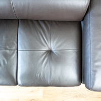 Brown Leather 2-Seater Sofa - Adjustable Headrest and Arms