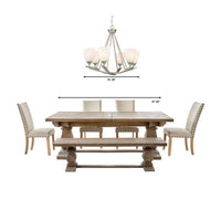 Stansbury Collection 26 in. 6-Light Brushed Nickel Chandelier with Etched Hammered Glass Shades