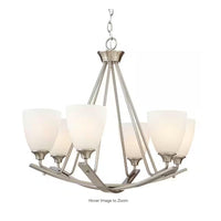 Stansbury Collection 26 in. 6-Light Brushed Nickel Chandelier with Etched Hammered Glass Shades