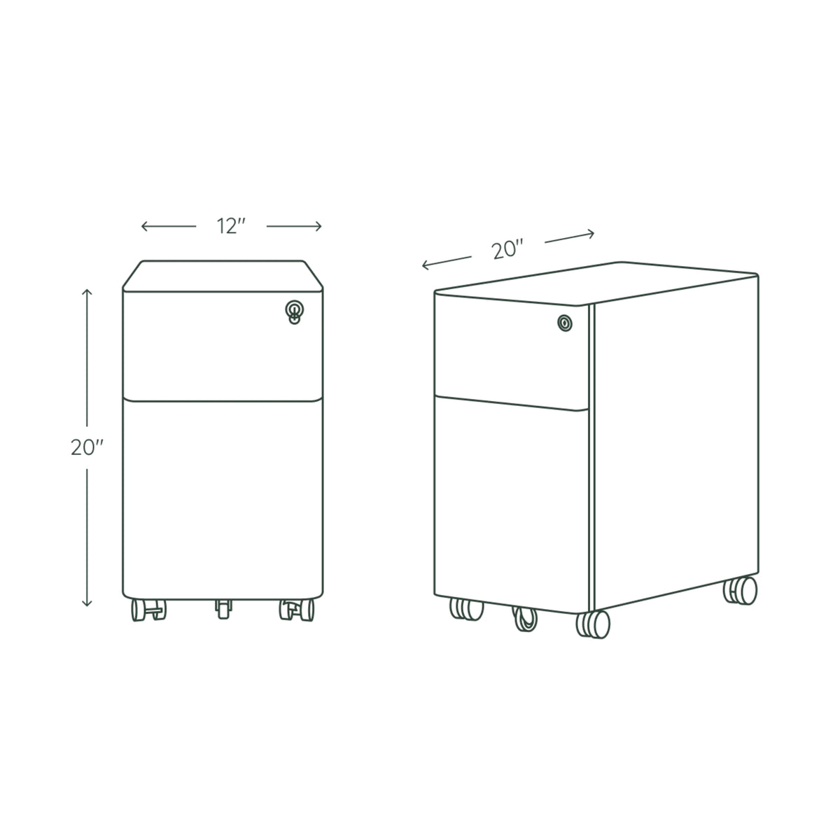 Steel Filing Cabinet in White (with Wheels)