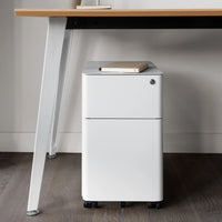 Steel Filing Cabinet in White (with Wheels)