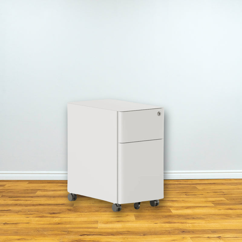 Steel Filing Cabinet in White (with Wheels)